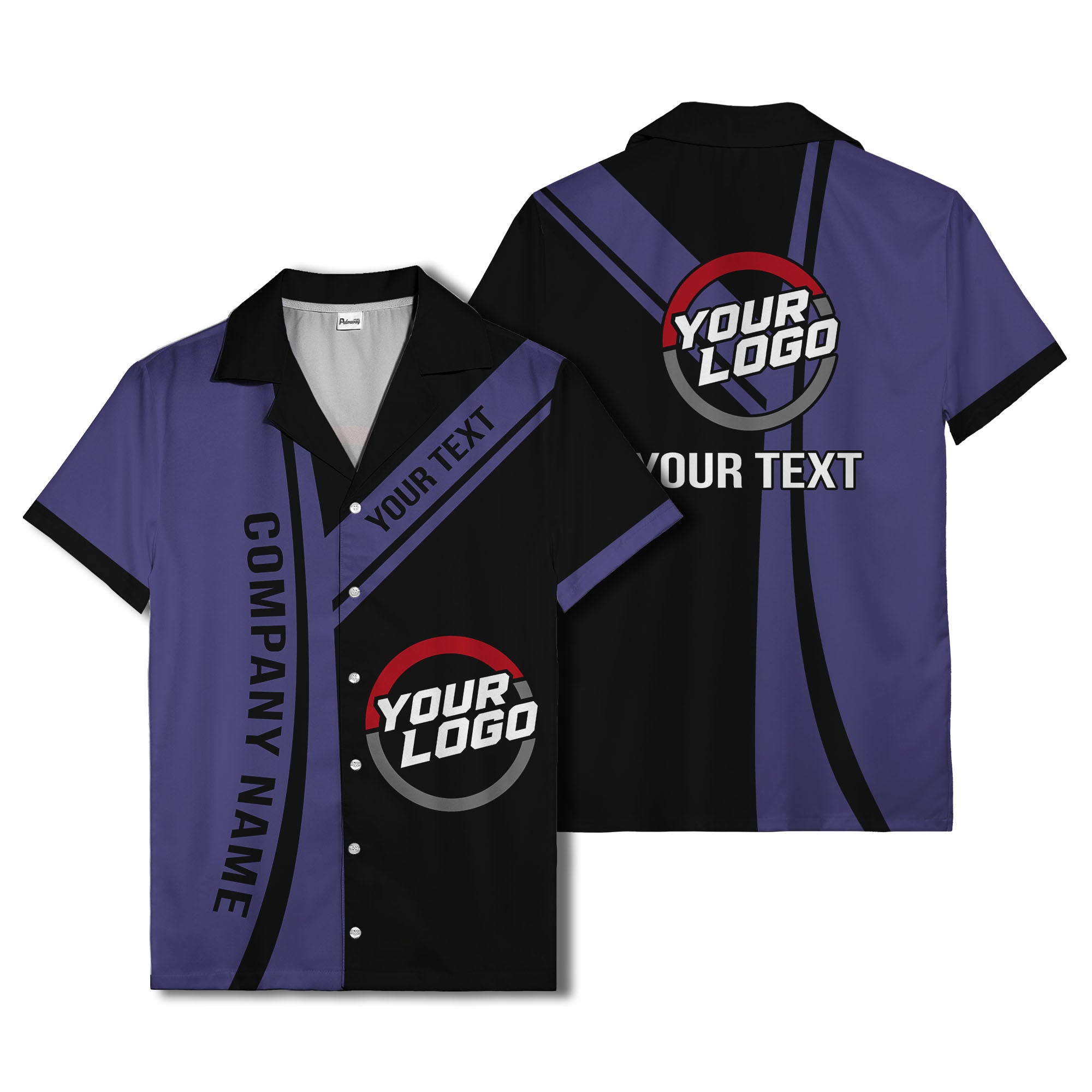 diagonal stripe custom logo company name hawaiian shirt for teams