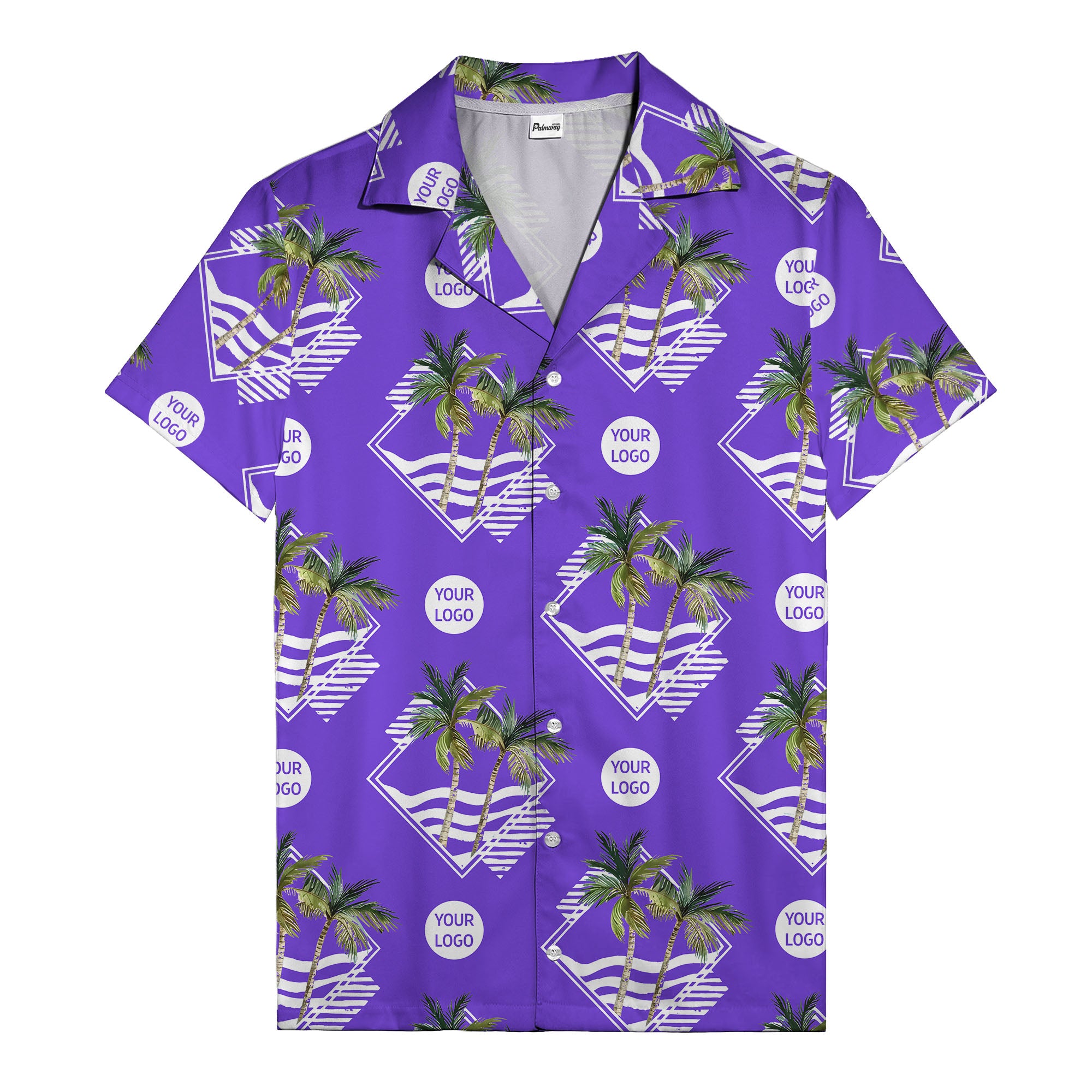 diamond waves & palm trees graphic hawaiian shirt for men