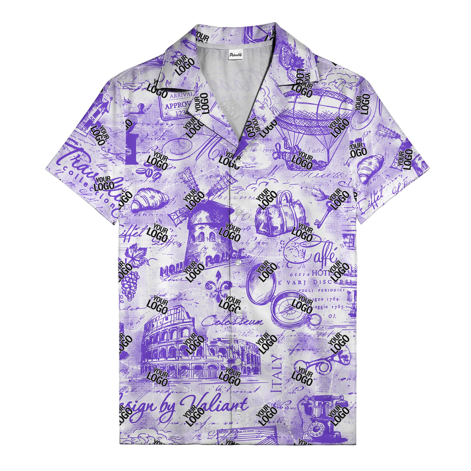 eiffel tower colosseum coffee sketch vintage travel hawaiian shirt