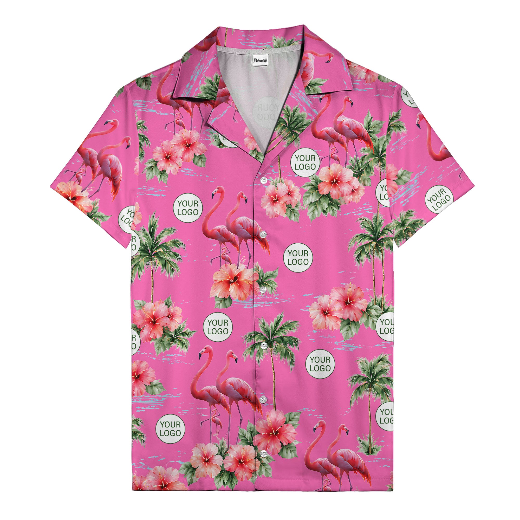 flamingo silhouettes palm trees hibiscus hawaiian shirt for men