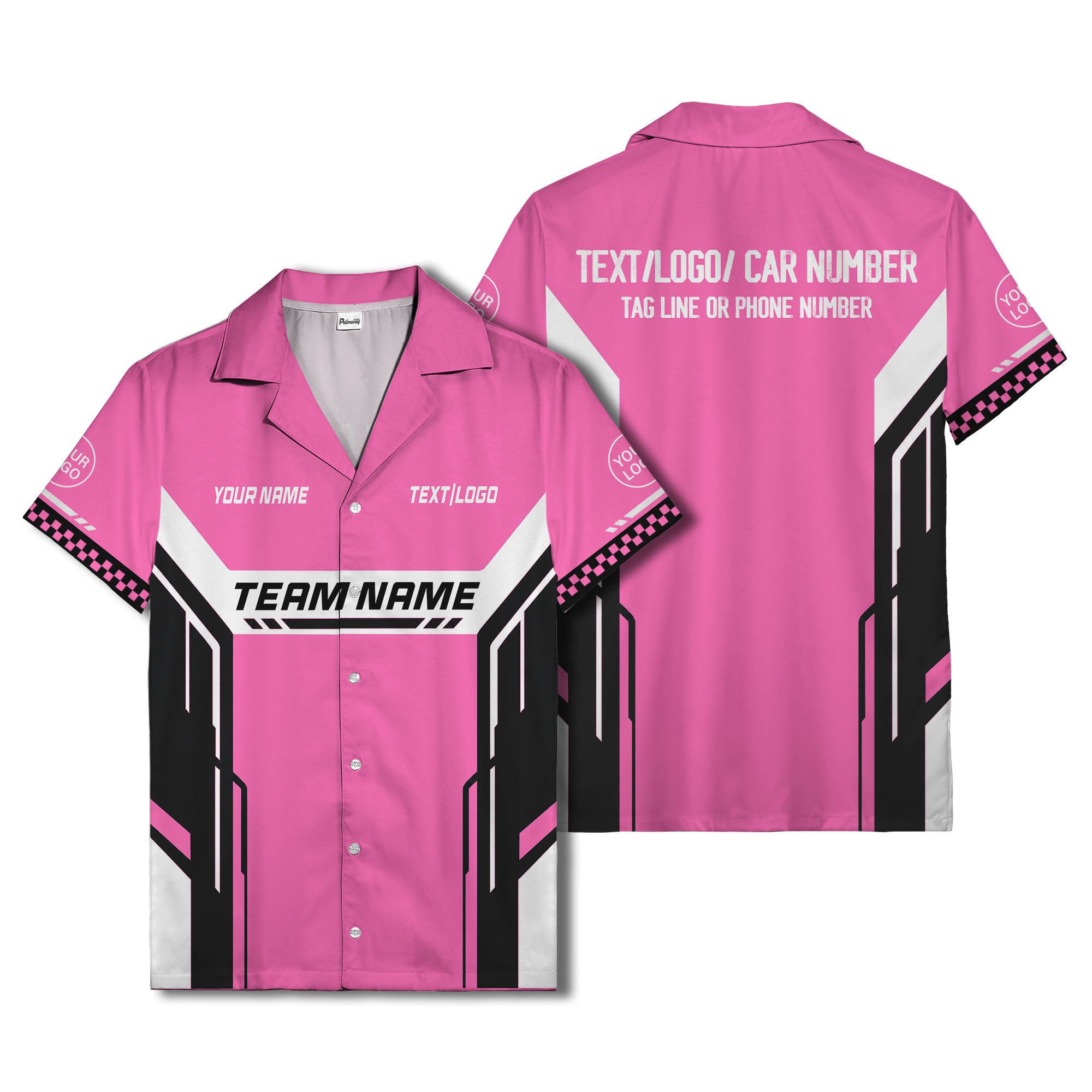 geometric stripes & custom text aloha hawaiian shirt for men
