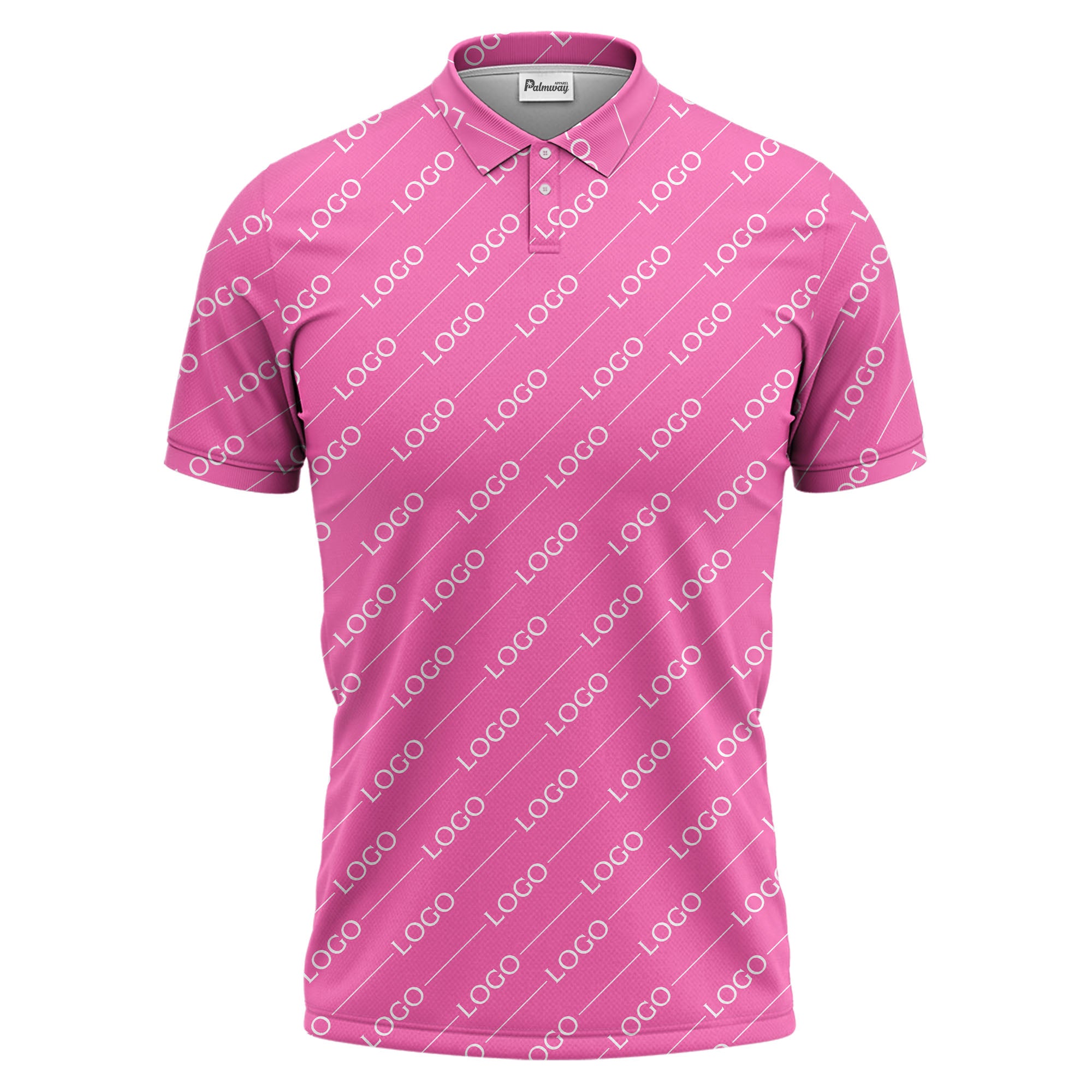 gold custom logo repeat pattern on black luxury minimalist polo shirt