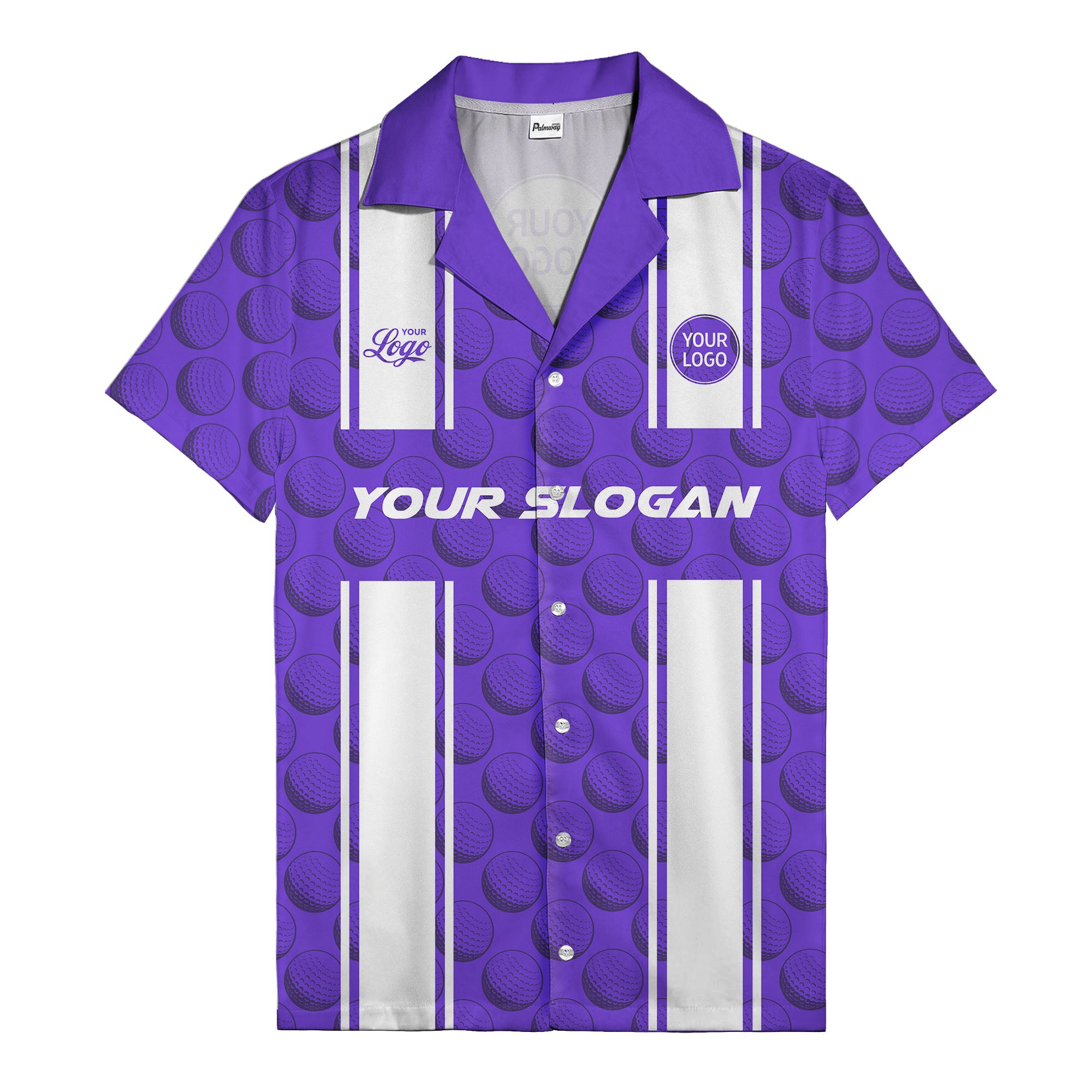 golf ball & white stripe repeat hawaiian shirt for golfers