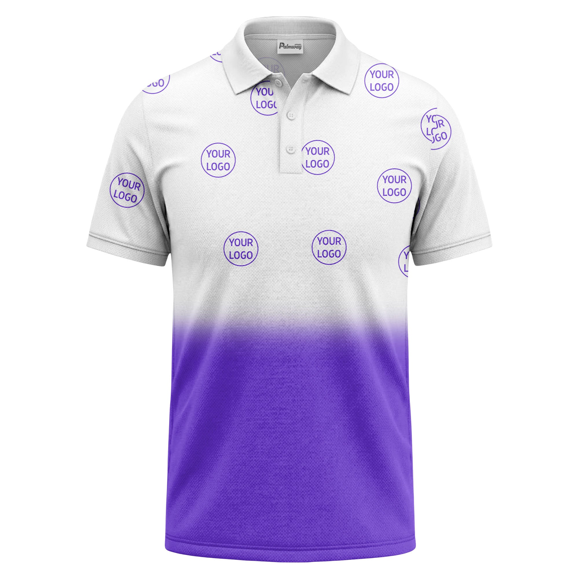 gradient black white custom logo repeat polo shirt