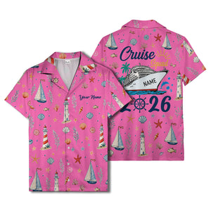 lighthouses sailboats seashells watercolor nautical hawaiian shirt for men