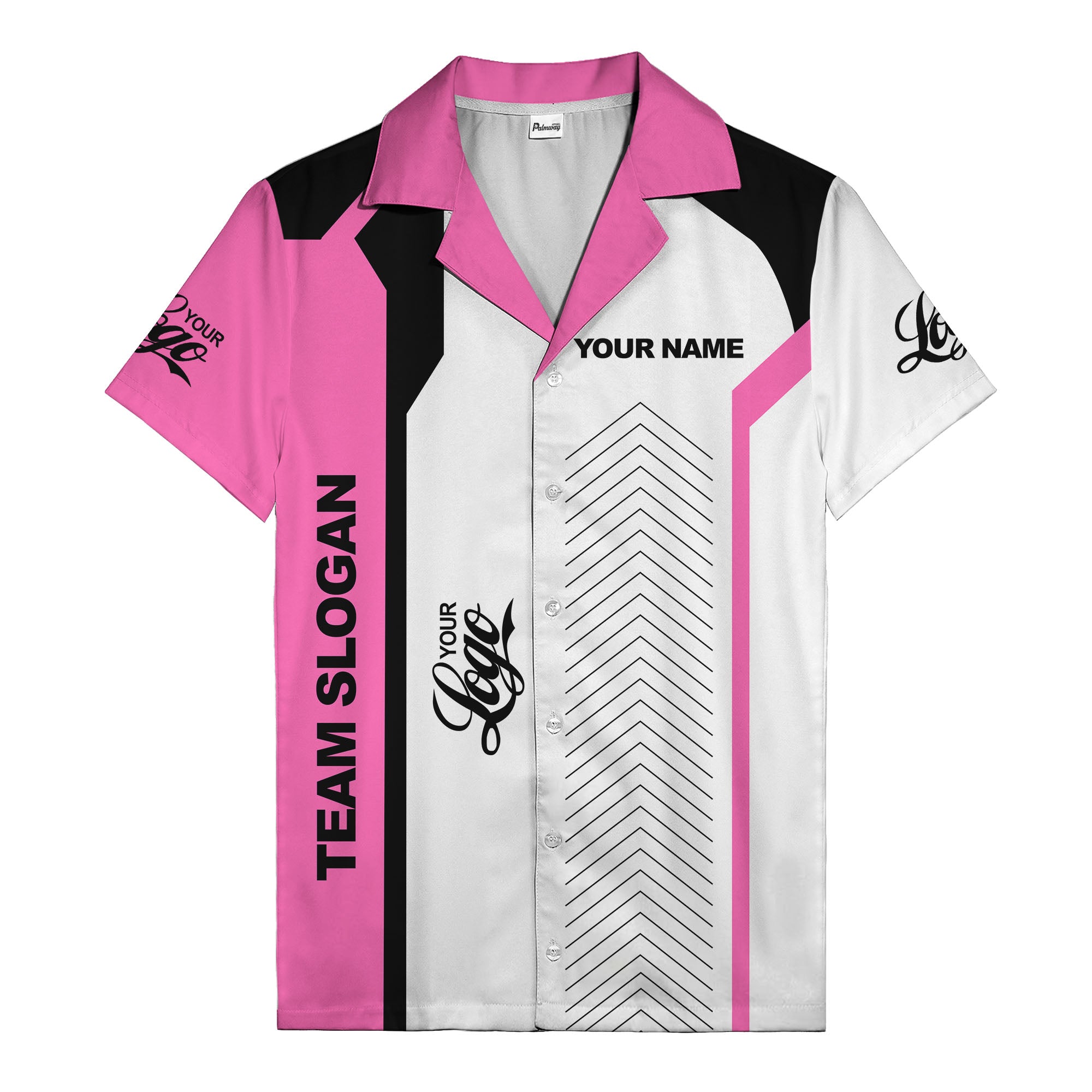 modern arrow geometric custom logo hawaiian shirt with personalized text