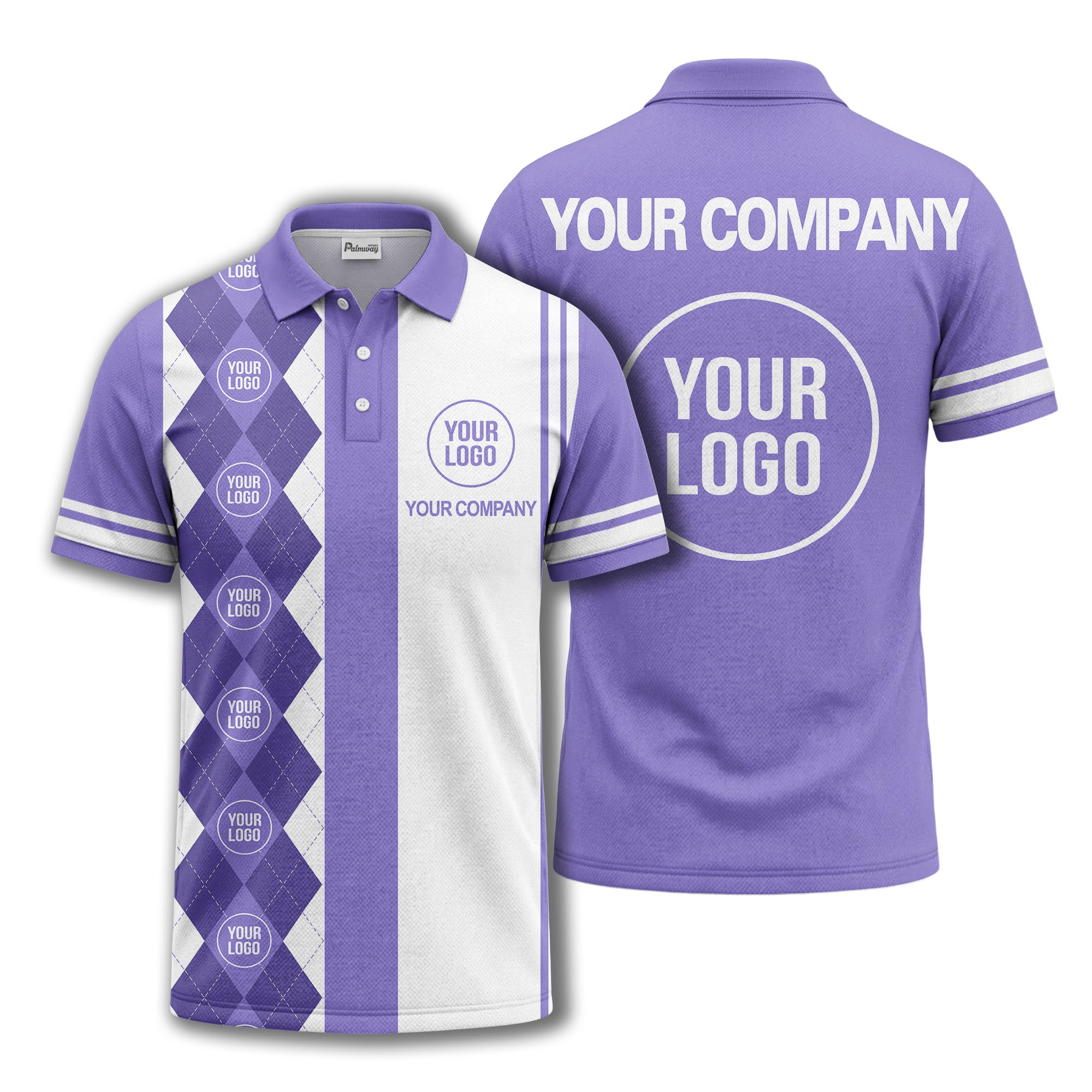 monochrome argyle diamond & custom logo polo shirt