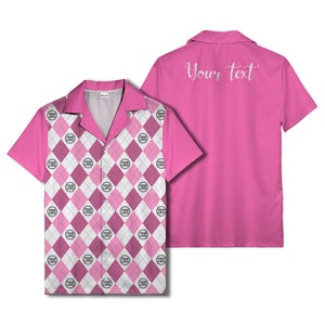 monochrome argyle diamonds golf logos hawaiian shirt
