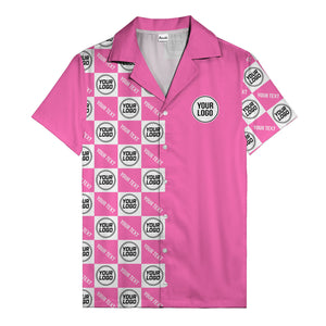 monochrome checkerboard custom logo repeat hawaiian shirt for men