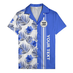 jet black monochrome tropical floral leaves hawaiian shirt for men