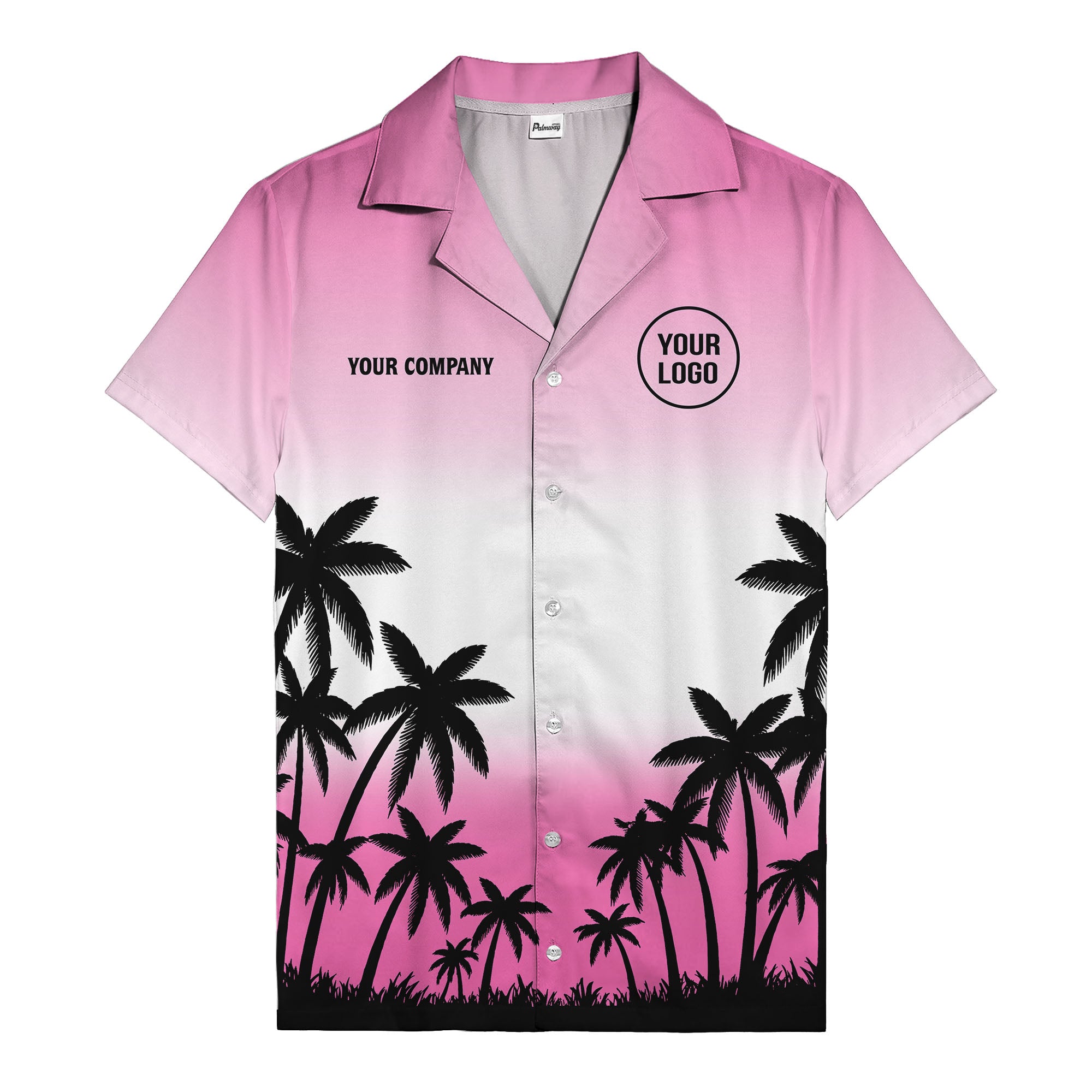 monochrome palm tree gradient silhouette hawaiian shirt for men