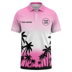 monochrome palm trees ombre gradient sky polo shirt for men