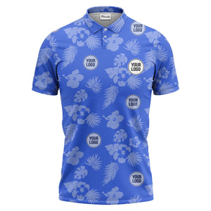 illustrated monochrome tropical flowers and leaves polo shirt for men