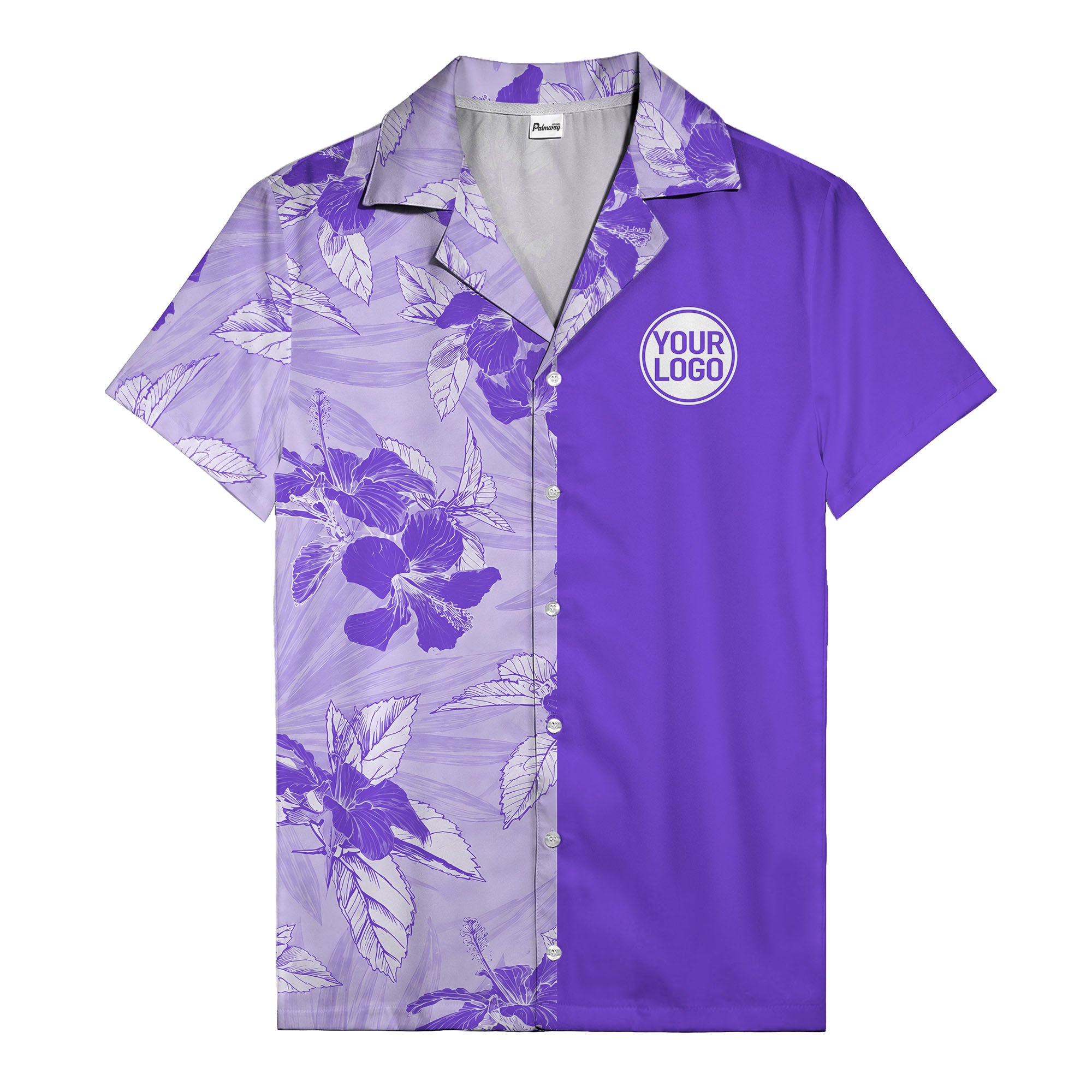 monochrome watercolor hibiscus and leaf repeat hawaiian shirt