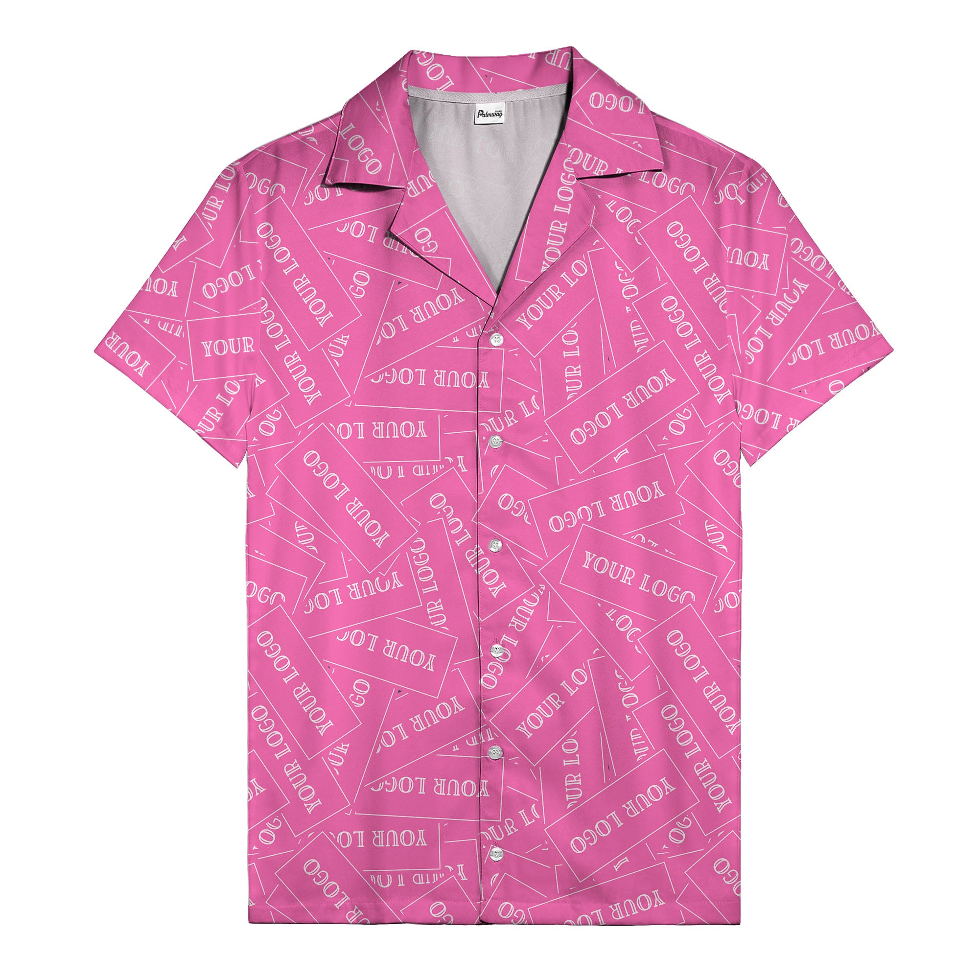 monochrome your logo repeat text graphic hawaiian shirt for men