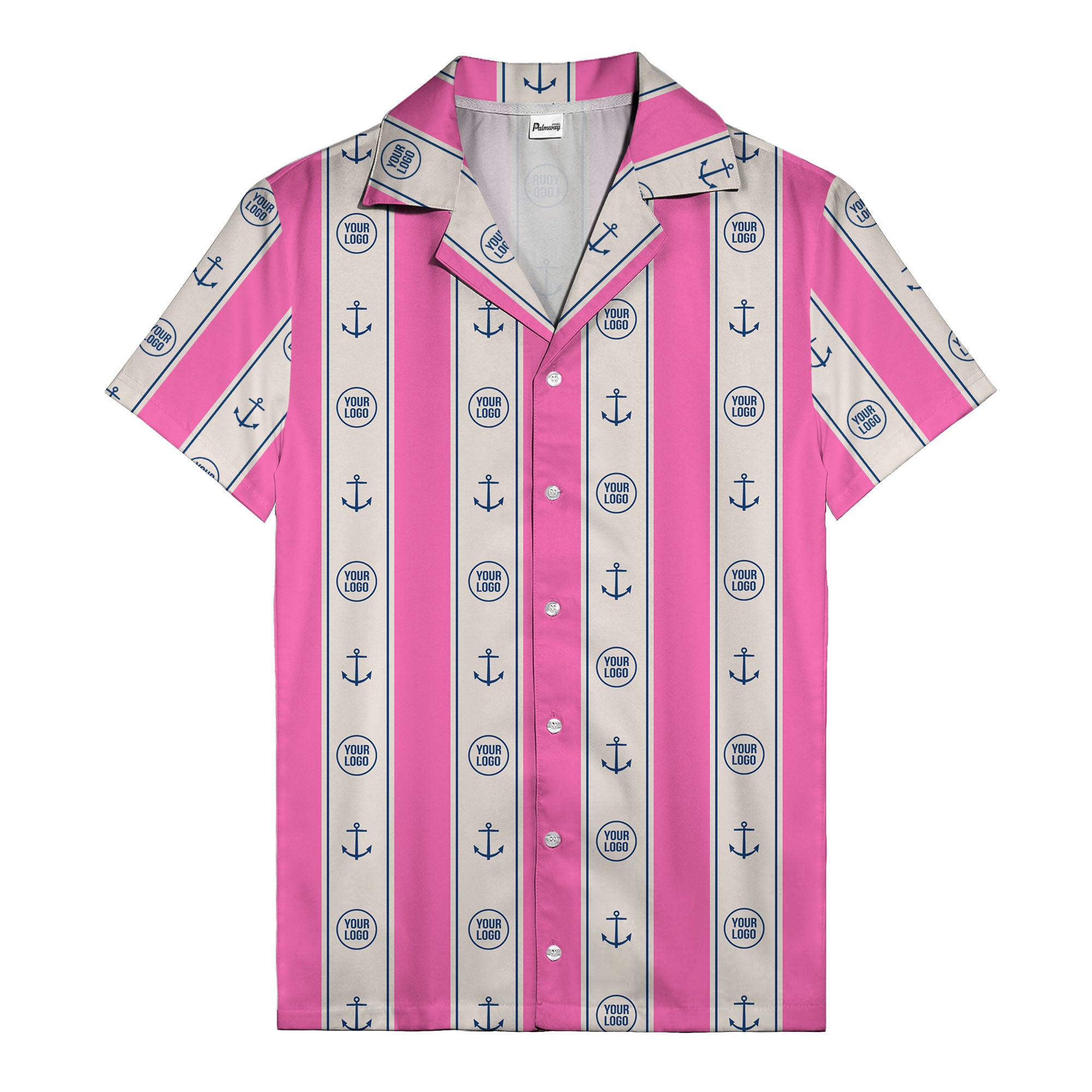 nautical anchors & custom logo repeat hawaiian shirt for men