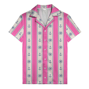nautical anchors & custom logo repeat hawaiian shirt for men