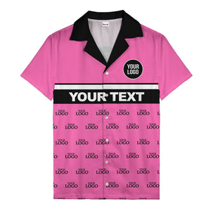 personalized logo & text striped hawaiian shirt for teams