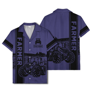 realistic tractor farm landscape farmer hawaiian shirt
