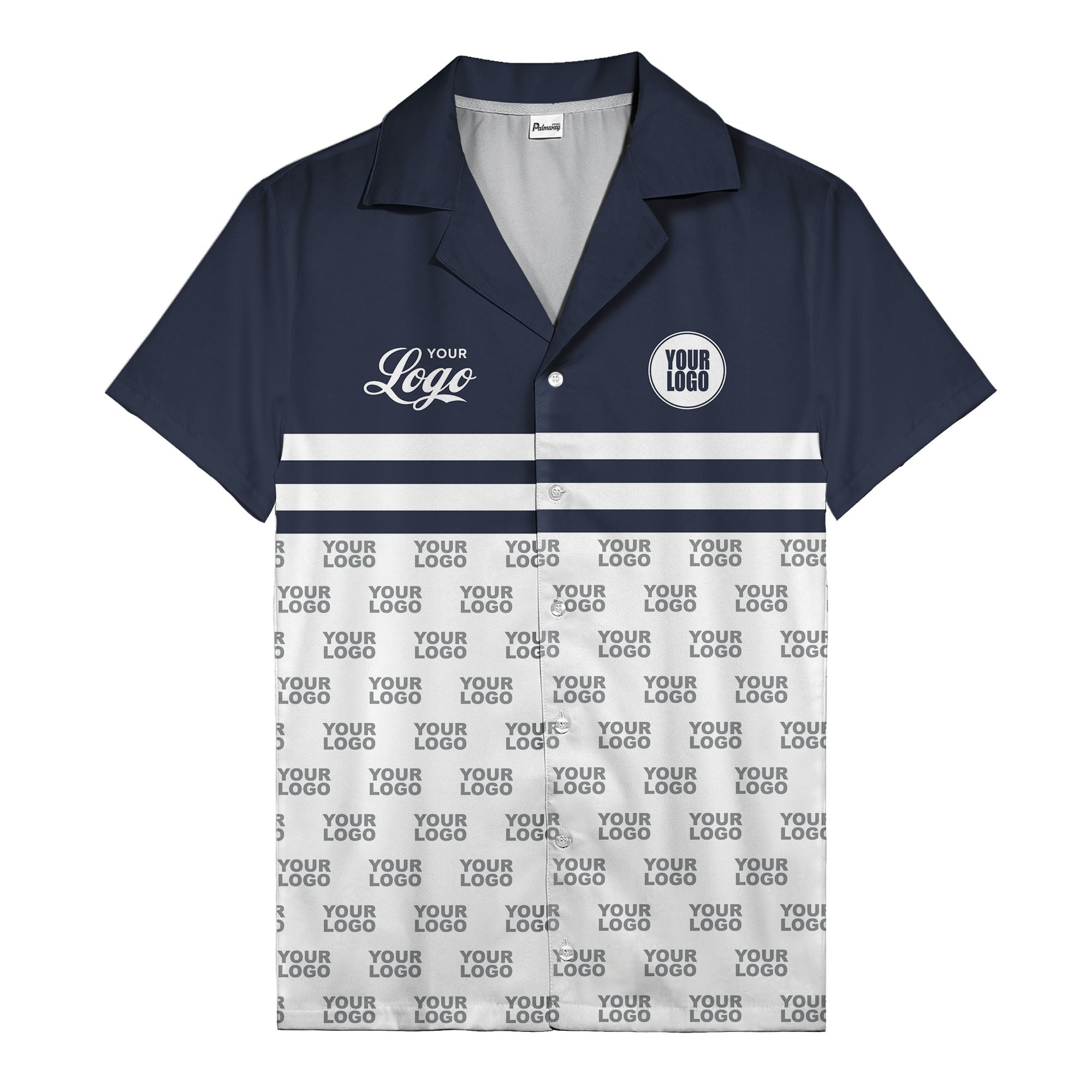repeating customizable logo hawaiian shirt personalized text aloha button down shirt