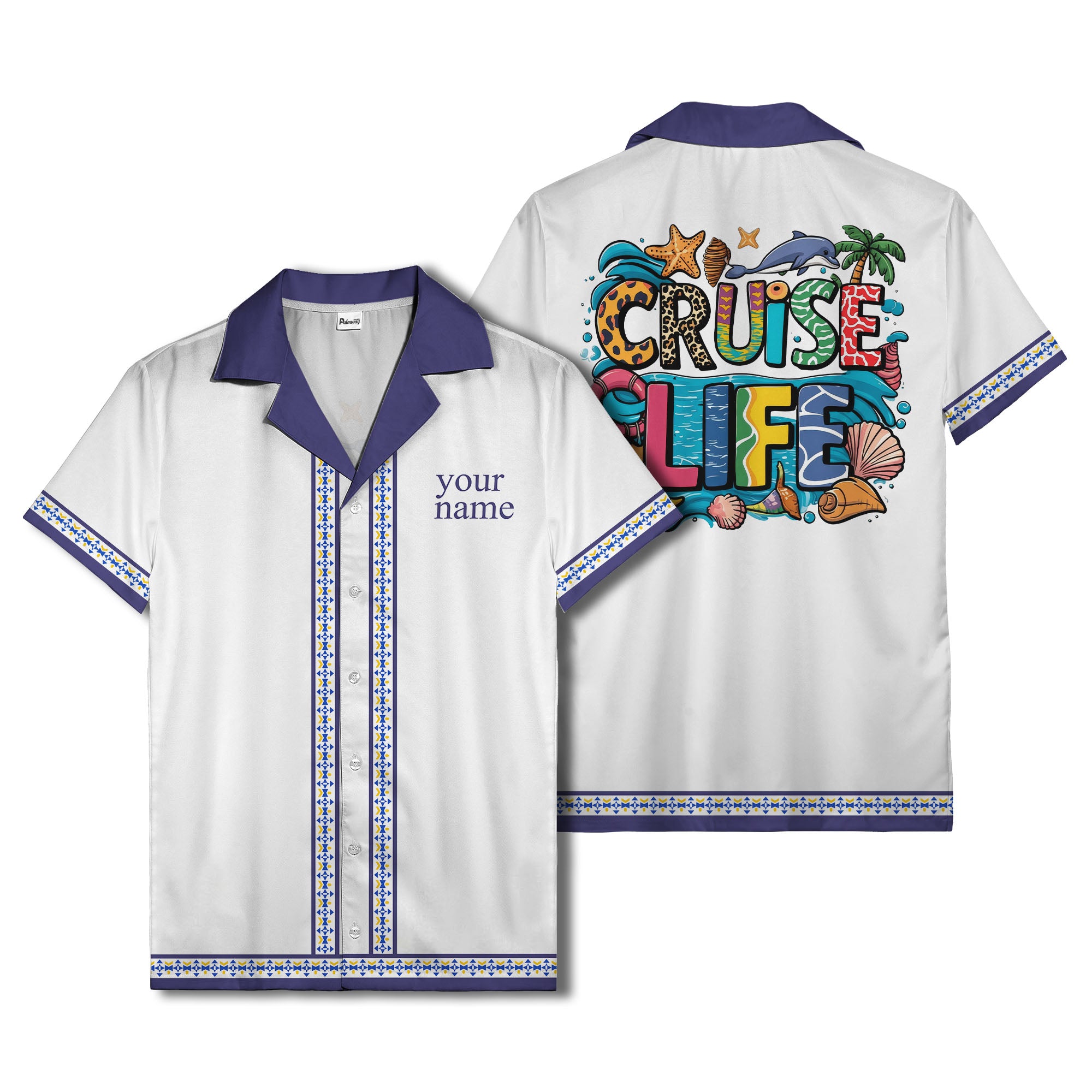retro bowling diamond geometric personalized hawaiian shirt for men