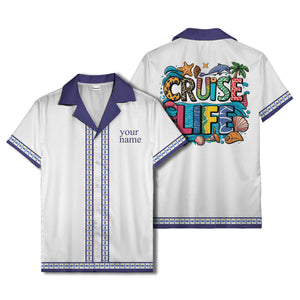 retro bowling diamond geometric personalized hawaiian shirt for men