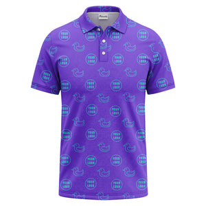 rubber duck & custom logo circle pattern polo shirt for men