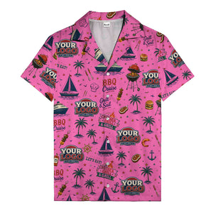 sailboats anchors ship wheels hamburger shrimp steak grill tools hawaiian shirt for men