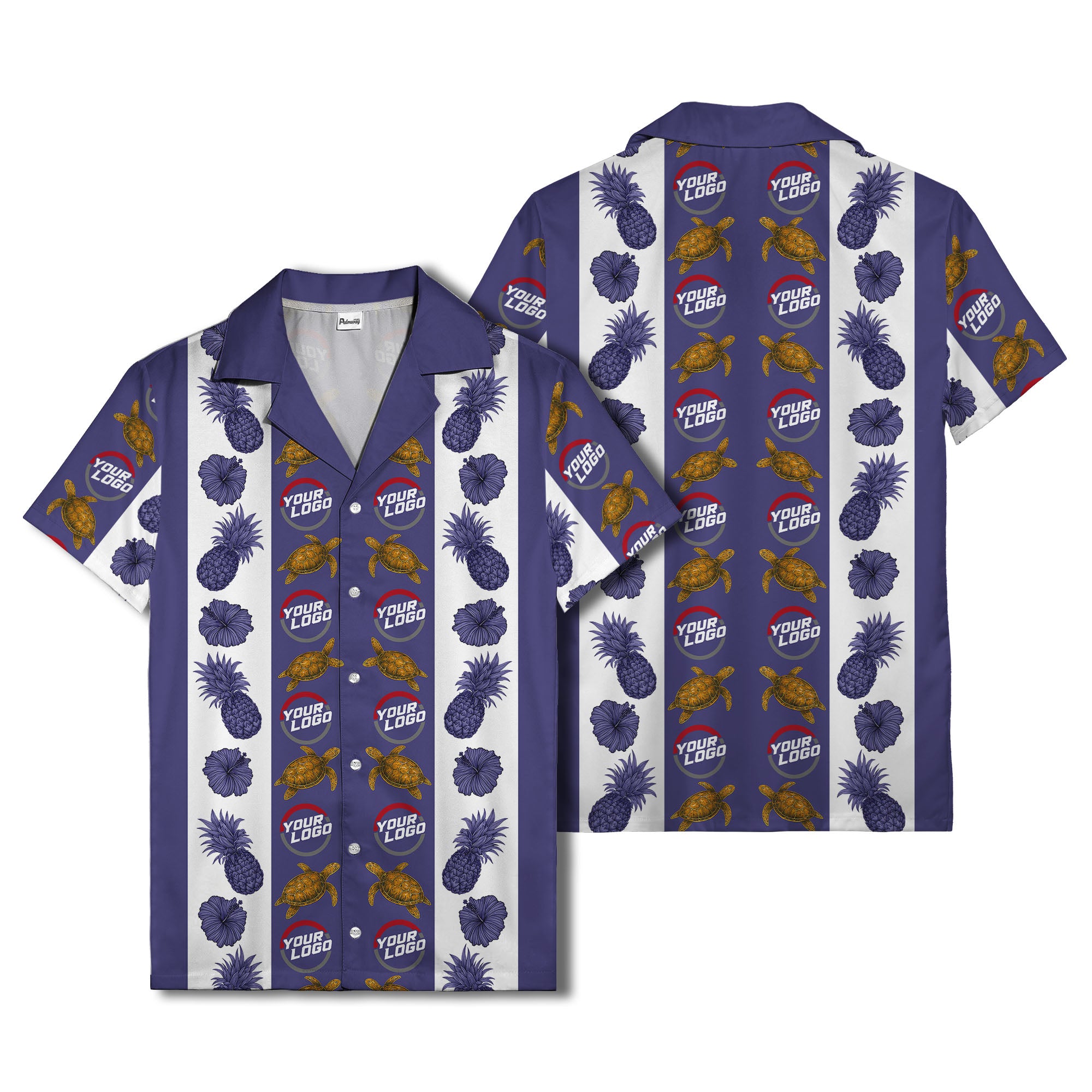 sea turtles & pineapple hibiscus striped hawaiian shirt