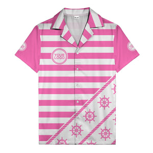 ship wheel and rope striped nautical maritime hawaiian shirt