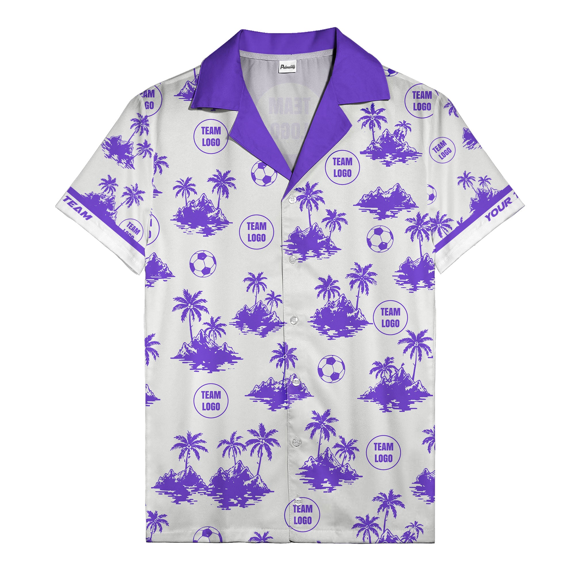 soccer balls & palm trees island repeat black white hawaiian shirt