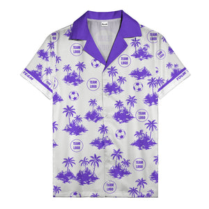 soccer balls & palm trees island repeat black white hawaiian shirt