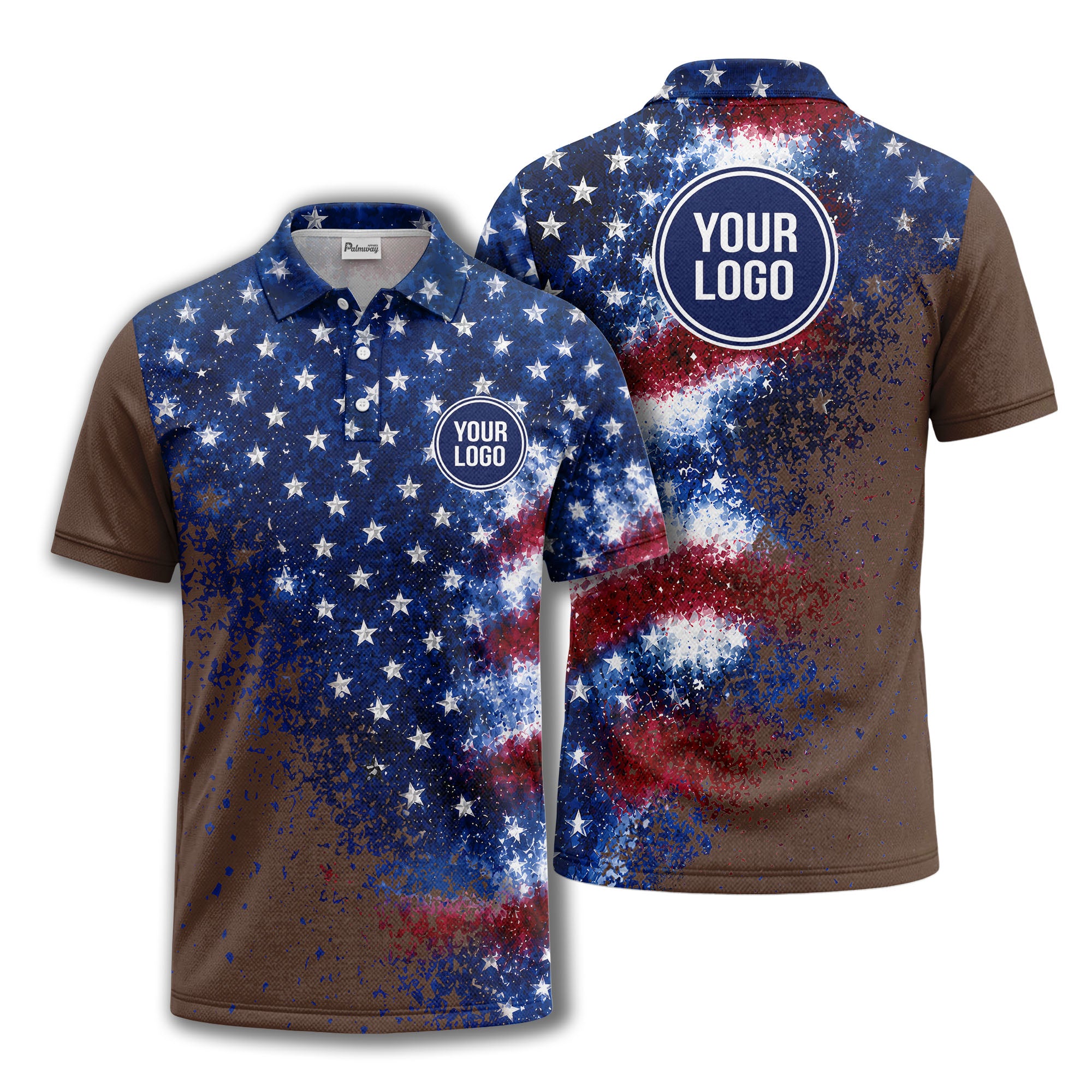 stars & stripes american flag all over print polo shirt