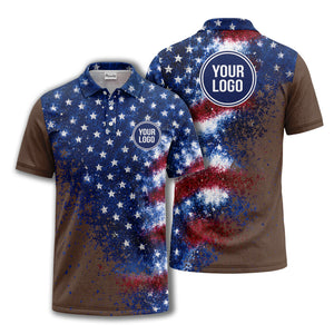 stars & stripes american flag all over print polo shirt