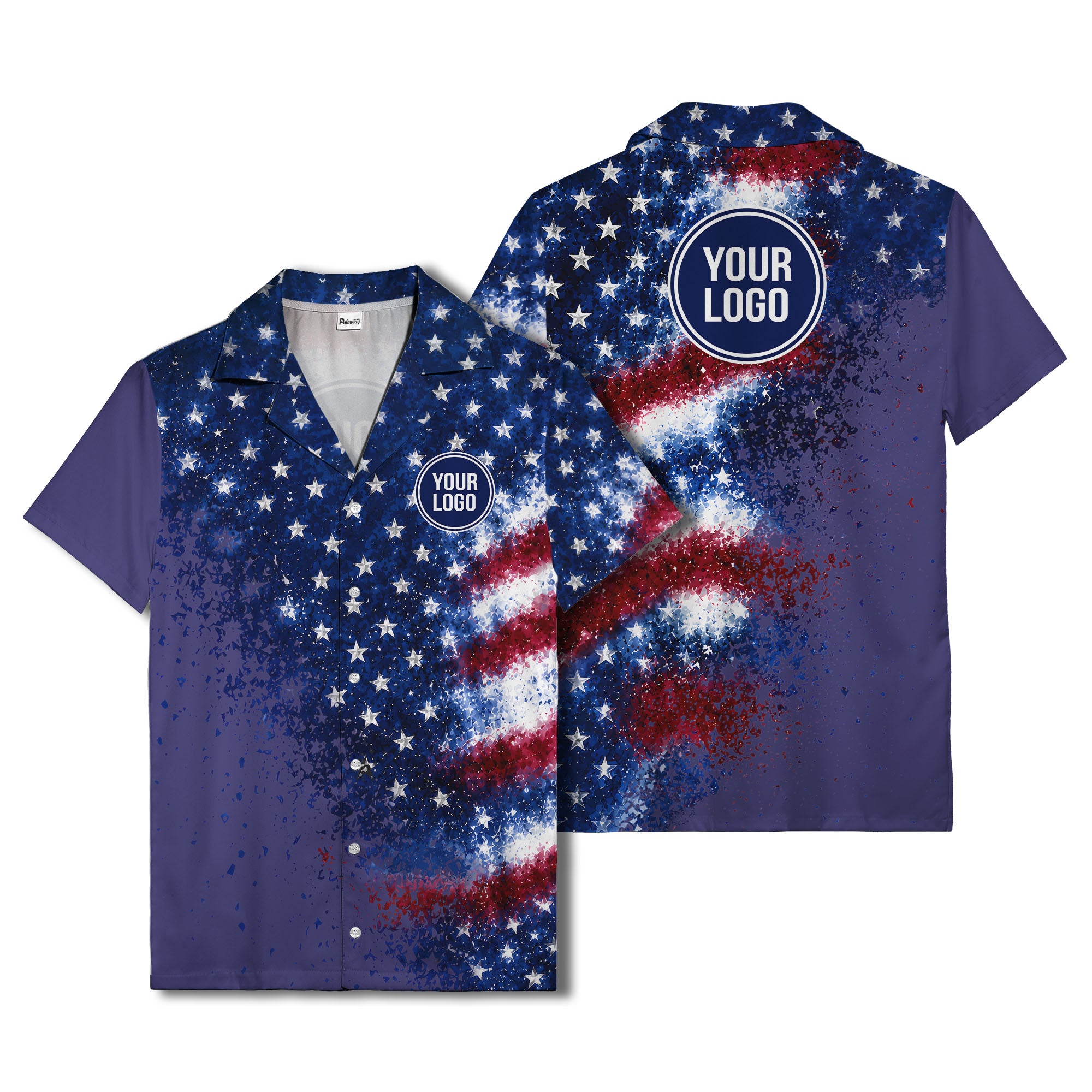 stars & stripes watercolor splash patriotic hawaiian shirt