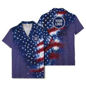 stars & stripes watercolor splash patriotic hawaiian shirt