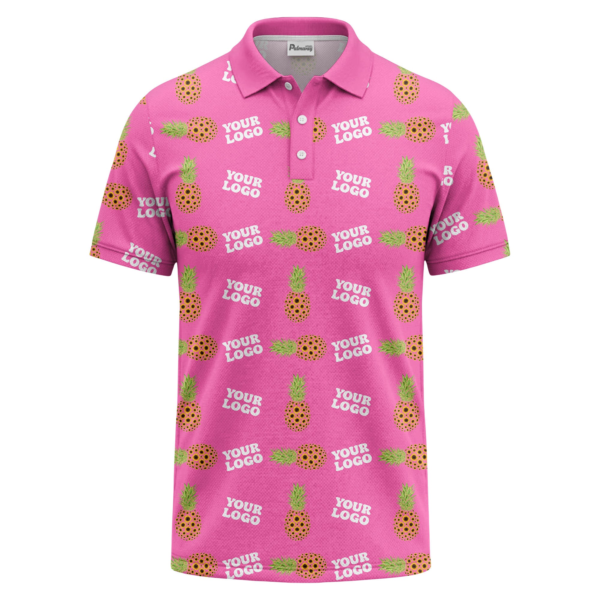 sunflower pineapple repeat custom logo polo shirt for beach days
