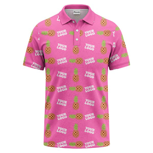 sunflower pineapple repeat custom logo polo shirt for beach days
