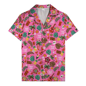 tiki masks & pineapples watercolor hawaiian shirt with toucans & ukuleles