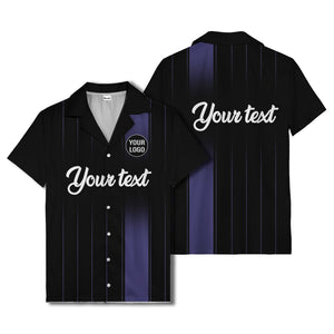 vertical black & white stripe custom logo hawaiian shirt