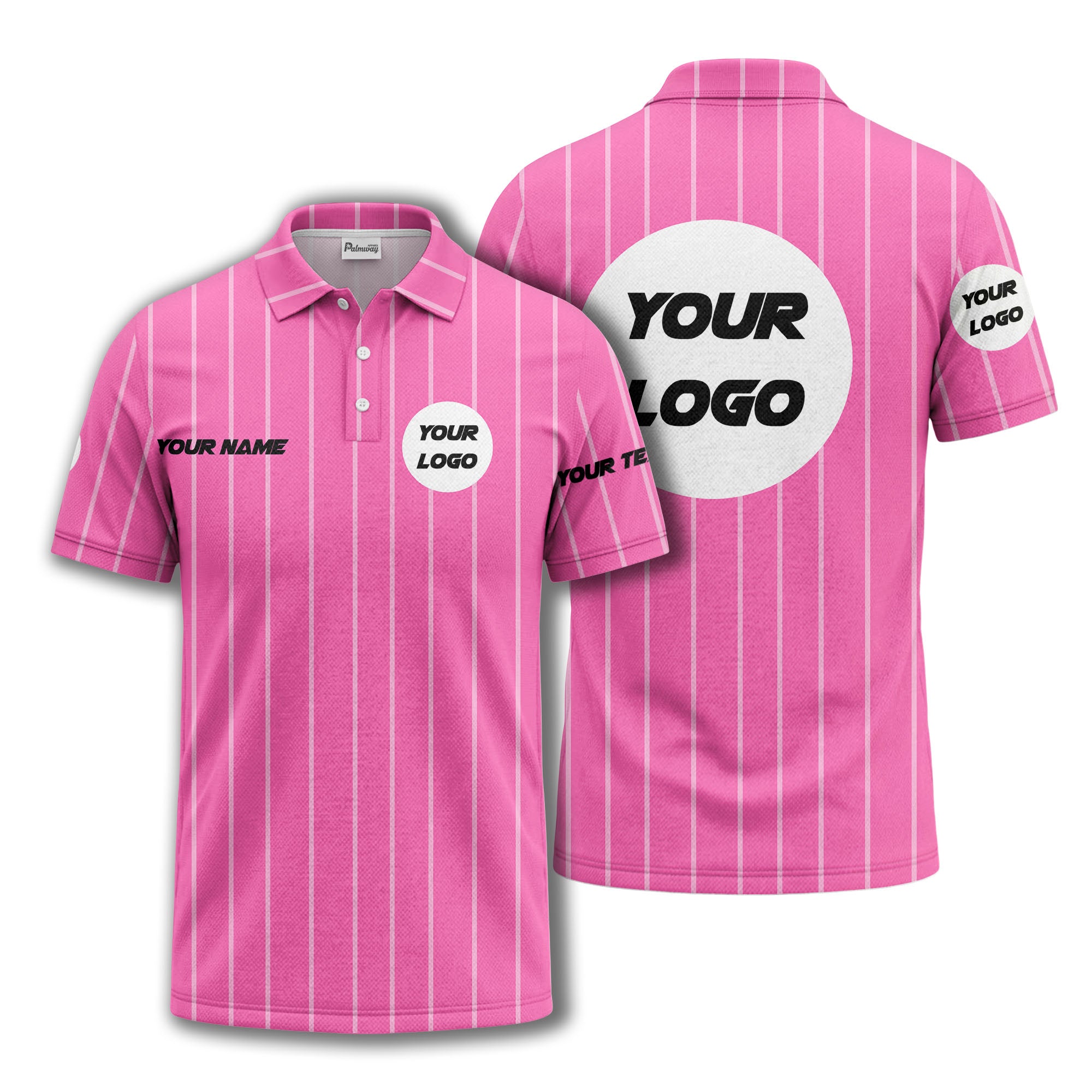 vertical pinstripe custom logo personalized text polo shirt