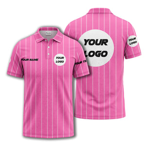 vertical pinstripe custom logo personalized text polo shirt