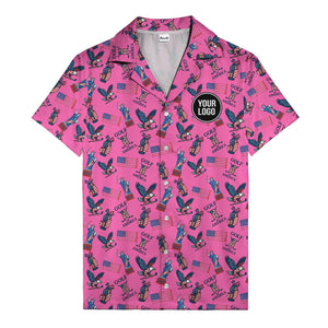 vintage 50s bald eagles & statue of liberty golf hawaiian shirt