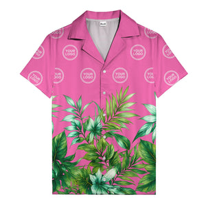 watercolor palm fronds & monogram logo repeat hawaiian shirt