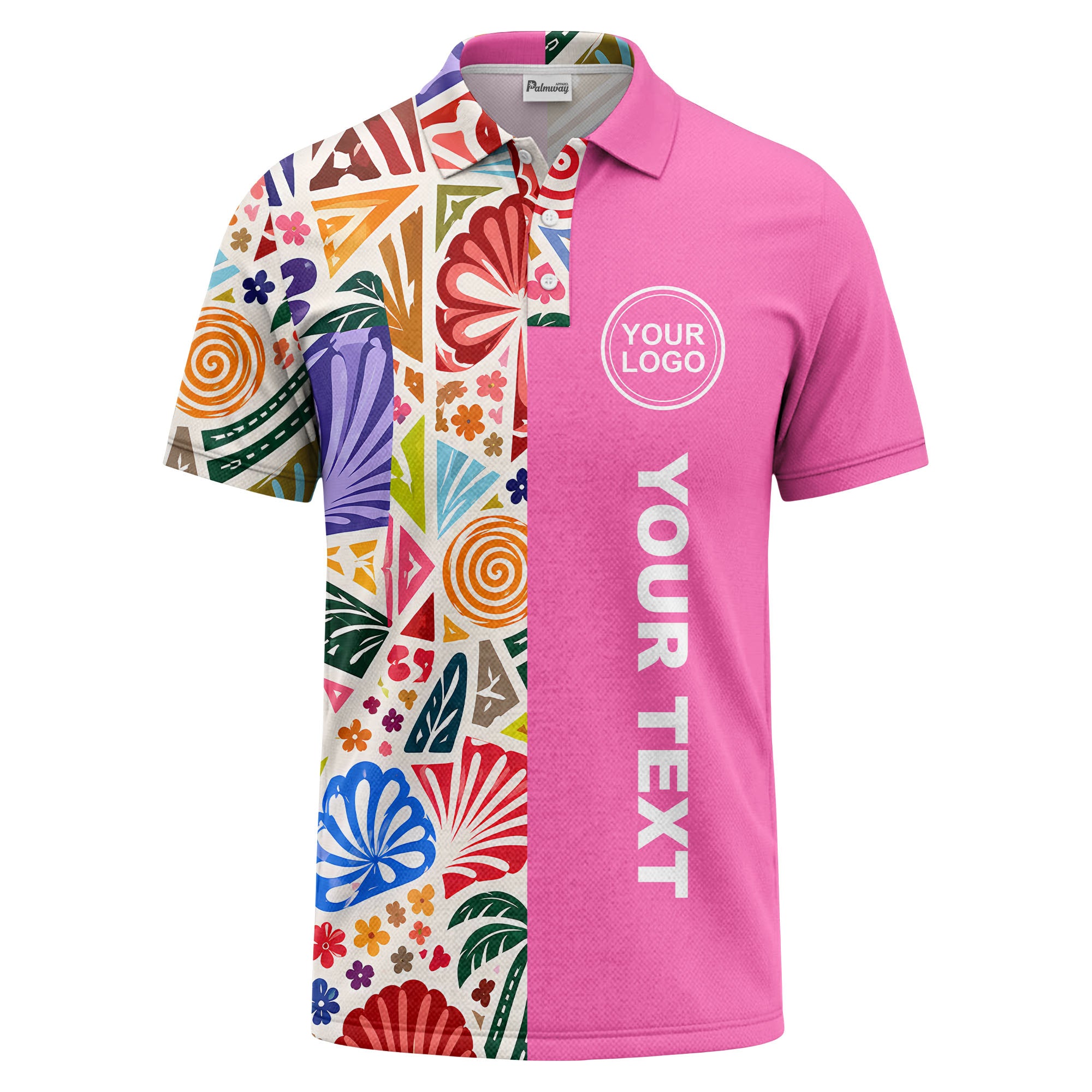 watercolor palm leaves swirls custom geometric all over print polo shirt