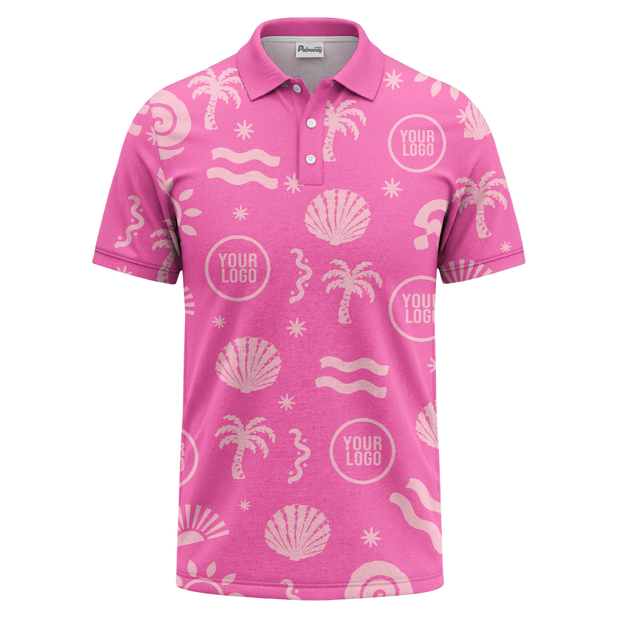watercolor palm trees seashells waves polo shirt for beach vacation