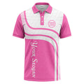 wave hexagon graphic golf polo shirt with custom logo