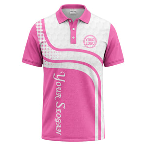 wave hexagon graphic golf polo shirt with custom logo