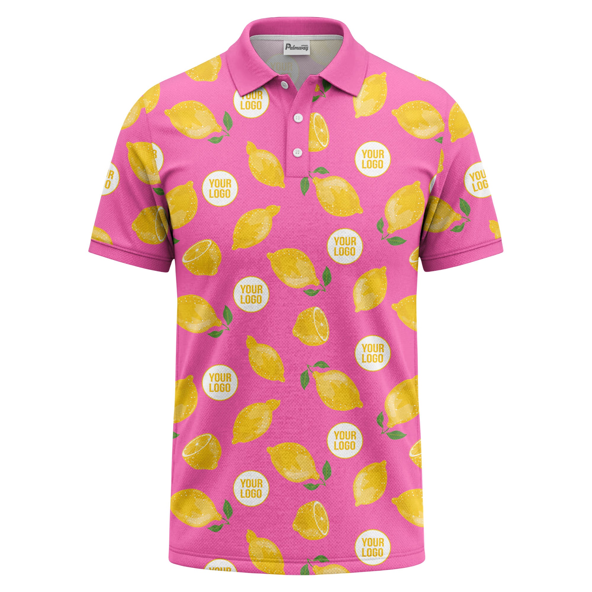 zesty lemon slices & leaf motif playful summer polo shirt