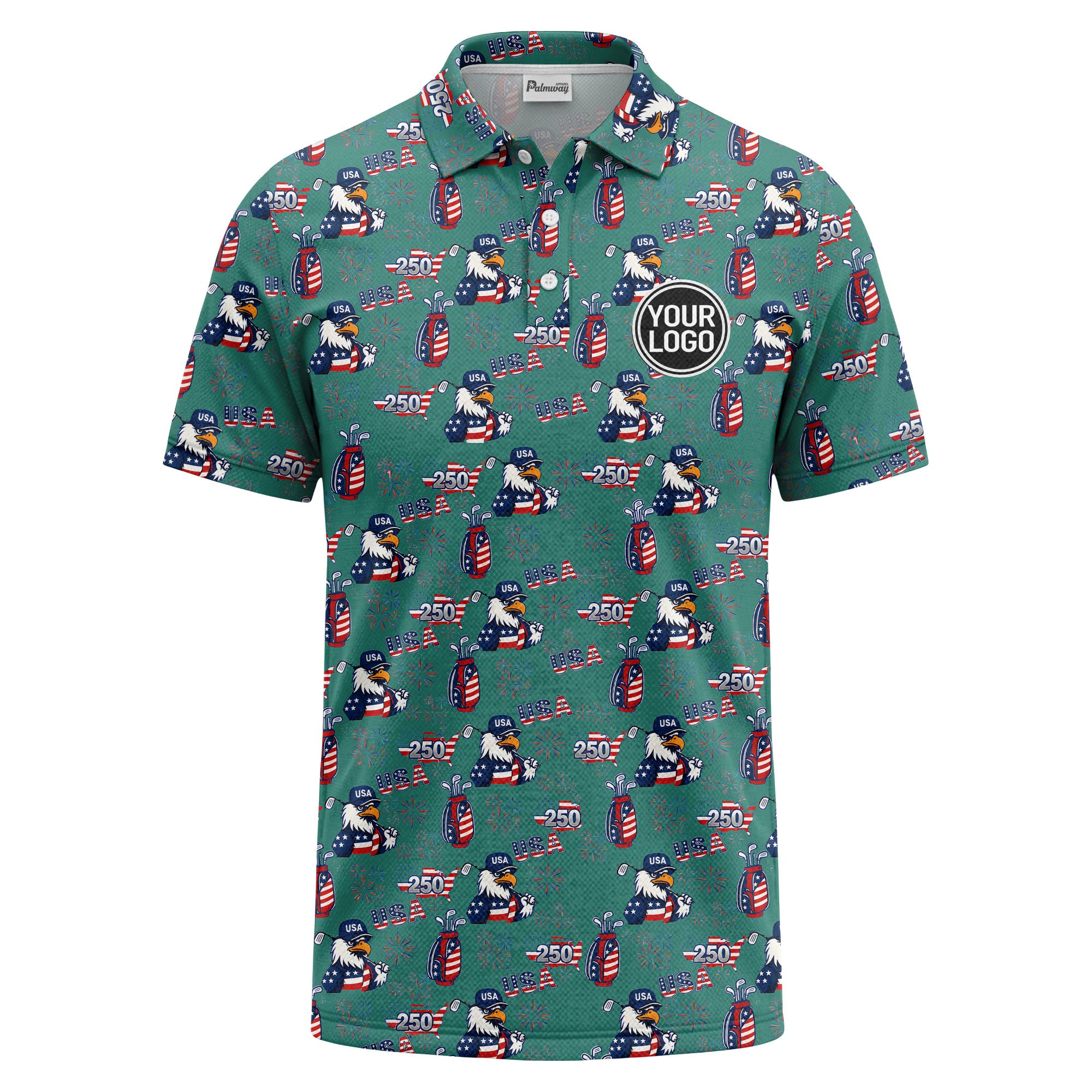 bald eagles golf bags fireworks patriotic polo shirt for men